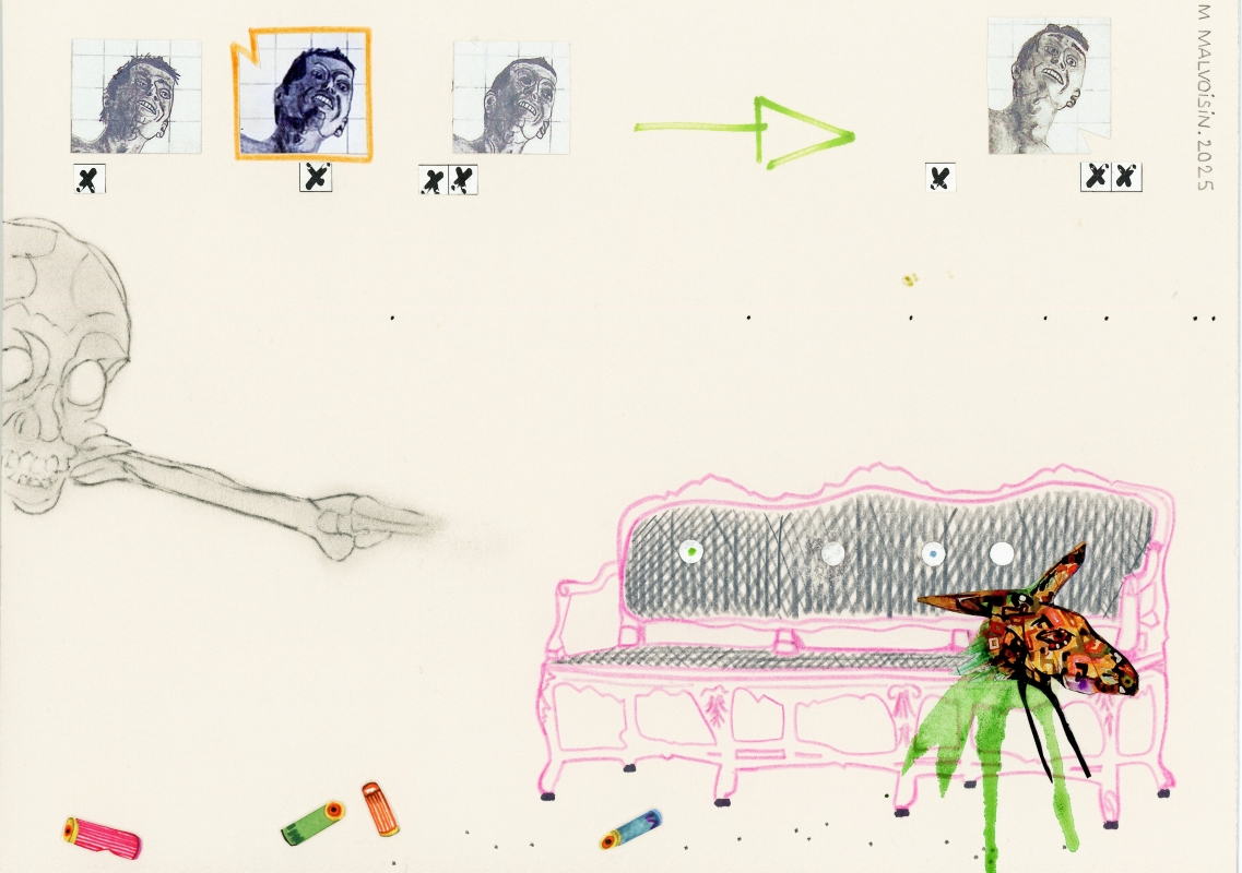 œuvre papier - dessin et technique mixte - art contemporain - Copyright ADAGP 