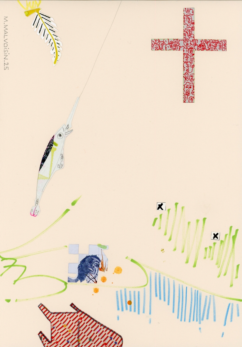 œuvre papier - dessin et technique mixte - art contemporain - Copyright ADAGP 