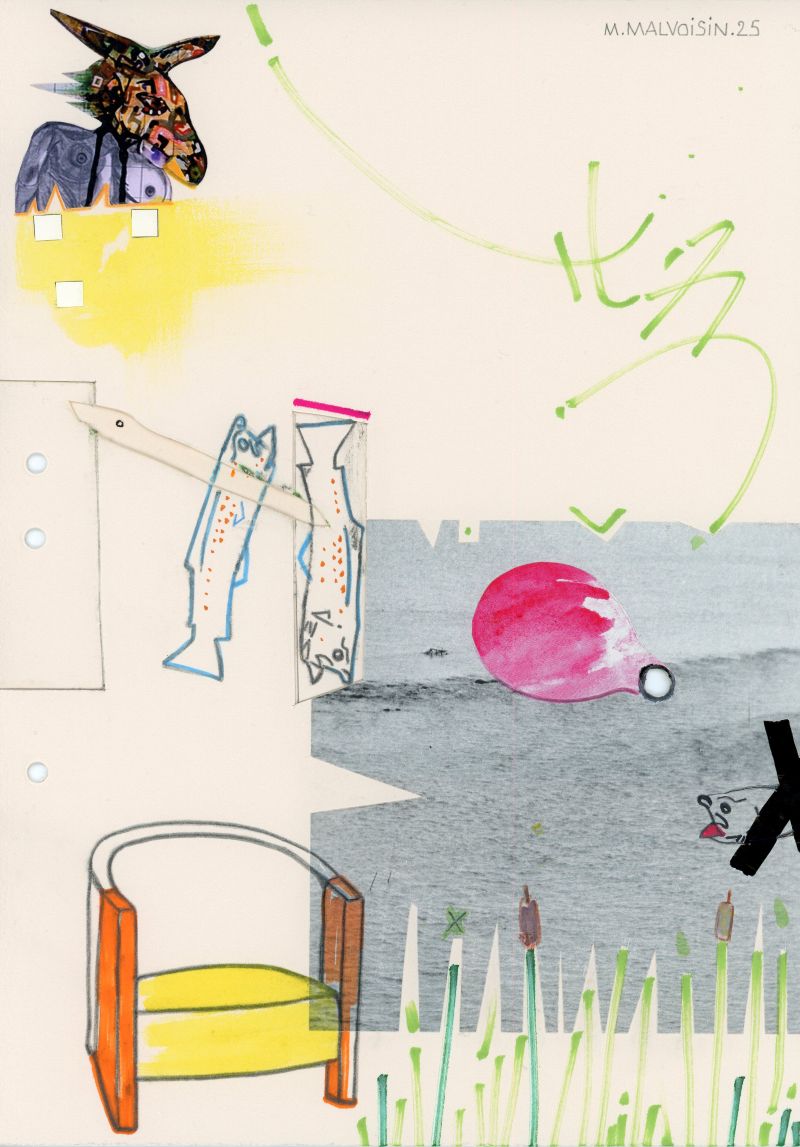 œuvre papier - dessin et technique mixte - art contemporain - Copyright ADAGP 